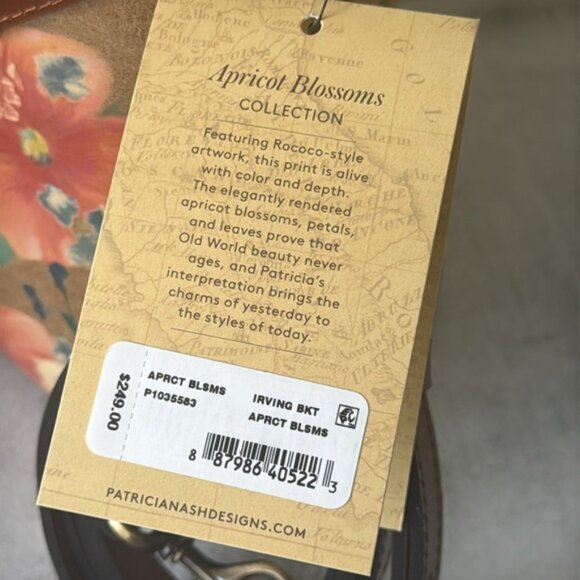 Patricia Nash Irving Bucket Handbag Leather Disstress Apricot Blsms Crossbody - Picture 9 of 9